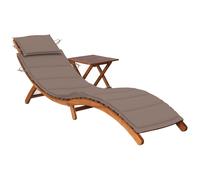vidaXL Bain de soleil avec table et support en bois massif d'acacia