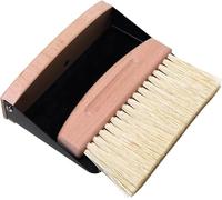 Set de Balayage de Table en Bois et métal, Balai de Table, Mini-Pelle et Balai-Brosse à Main, Poils en Nylon (Noir)