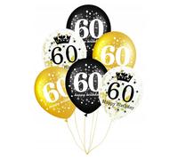 Set de ballons pour le 60e anniversaire, noir et or, 30 cm, 6 pièces