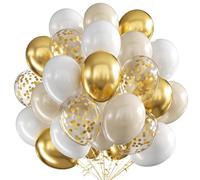 Set de Ballons Sable Blanc Or, 60 Pièces 12 Pouces en Latex, Pour Mariage, Anniversaire, Fête, Baby Shower - Décorations Helium