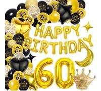 Set de ballons XXL - XIETAEA - Chiffre 60 - Noir et or - Décoration anniversaire - Intérieur