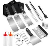 Set de barbecue en acier inoxydable, 22 pièces, ustensiles de barbecue professionnels avec sac de transport, spatule de barbecue, racloir, spatule à teppanyaki pour une utilisation en extérieur et en 