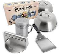 Set de barbecue pour hamburgers comprenant une spatule, 2 moules à hamburgers et un hachoir à herbes – Conforme aux normes alimentaires de l'UE