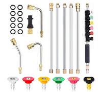 Set de Barres Télescopiques pour Nettoyeur Haute Pression | 10 Pièces Lances Acier Inoxydable avec Adaptateur Compatible Série Kärcher K, 6 Buses + 3 Barres Courbes (30°, 90°, 120°)1/4"