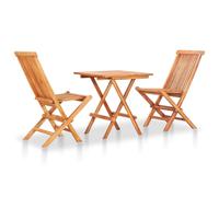 set de bistrot 3 pièces avec coussins verts en teck massif