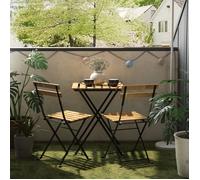 Set de bistrot 'Bovino' 3 pièces composé d'une table et de 2 chaises en bois d'acacia acier