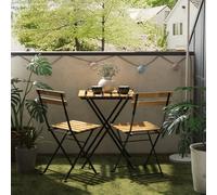 Set de bistrot 'Bovino' 3 pièces composé d'une table et de 2 chaises en bois d'acacia acier