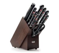 Set de bloc à couteaux CLASSIC, 10 pièces, avec fusil d'affûtage, ciseaux et fourchette à viande, marron, Wüsthof