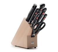 Set de bloc à couteaux CLASSIC, 8 pièces, avec fusil d'affûtage et ciseaux, bois clair, Wüsthof