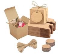 Set de boîtes cadeaux en papier kraft, 50 pcs Boîtes en carton 5 x 5 x 5 cm, Boîtes en carton marron avec couvercle, Boîte cadeau Carré pour cadeaux, fête, anniversaire