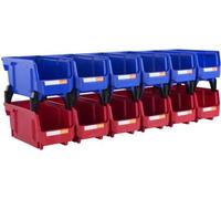 Set de boîtes de rangement empilables - 12 pièces - Bleu & Rouge - Pour l'atelier, la chambre d'enfant & le bureau