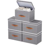 Set de boîtes de rangement - Organiseur pour vêtements et livres - 5 pièces - gris - 33 x 23 x 20 cm