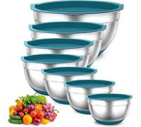 Set de bols à mélanger - Set de 7 bols en inox avec couvercle - empilables et lavables au lave-vaisselle - 7 l / 12 l / 15 l / 25 l / 28 l / 35 l / 65 l