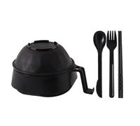 Set de bols à nouilles | Bols à soupe en polypropylène avec couverts avec | Pour nouilles drainantes de 15,5 cm avec baguettes cuillère-fourchette, hauteur 6,5 cm, chauffage au micro-ondes
