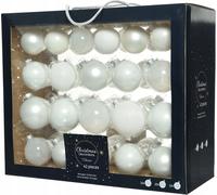 Set de boules de Noël 42 pcs. Blanc 5/6/7cm Brillant Mat Verre Scintillant Ornements