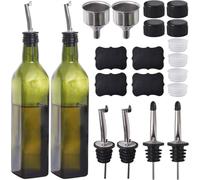 Set de bouteilles d'huile d'olive avec bec verseur & entonnoir, vert, pack de 2