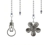 Set de breloques de fermeture éclair de style vintage pour ventilateur de plafond : 2 pièces de pendentifs de fermeture éclair décoratifs de ventilateur avec chaîne à boule de 12 pouces et connecteurs