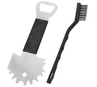 Set de Brosse à Gril avec Bords Dentelés et Ouvre-Bouteille | Nettoyeur Barbecue INOX avec Mini Brosse | Grattoir Sécurisé pour Barbecue Gaz, Charbon, Boule et Grille