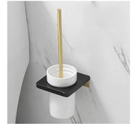 Set de brosse WC - Support pour brosse WC - Nettoyage de la salle de bain - Cuivre et marbre - Design compact - Noir