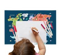 Set de bureau grand format 90 x 40 cm - Sous-main Cosmos Dinosaure Plan | Sous-main éducatif pour étudiants, tapis de protection de table, utilisable universellement, pour salle d'étude, école, art