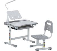 Set de bureau VEVOR, chaise de bureau pour enfants, réglable en hauteur (53-71 cm), charge maximale (100 kg), convient pour la chambre à coucher, gris