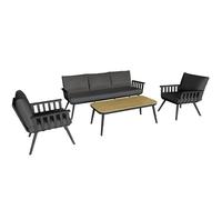Set de canapé 3 Places + 2 fauteuils et Table en Aluminium Anthracite 73 x 75 x 194 cm