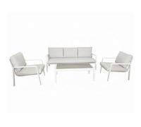 Set de canapé 3 Places + 2 fauteuils et Table en Aluminium Blanc 72 x 184 x 75 cm