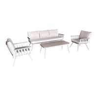 Set de canapé 3 Places + 2 fauteuils et Table en Aluminium Blanc 73 x 75 x 194 cm