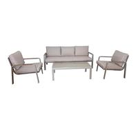 Set de canapé 3 Places + 2 fauteuils et Table en Aluminium crème 72 x 184 x 75 cm