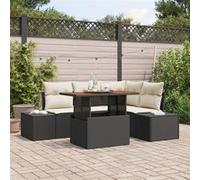 vidaXL Ensemble de canapé de jardin avec mémoire 5 pcs noir poly rotin