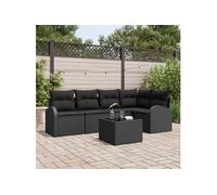 vidaXL Ensemble canapé avec coussins Noir Polyester