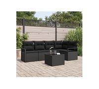 Set de canapé de jardin 6 pièces avec coussins en rotin beige, Canapé de jardin 2 places vidaXL avec rangement et 3355062