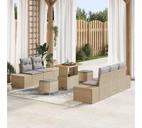 Set de Canapé de Jardin vidaXL 8 pièces avec Coussins Beige Rotin Synthétique Acacia, Canapé de Jardin vidaXL 2 places avec Coussins Beige Rotin Synthétique, Set de Salle à Manger de Jardin vidaXL 3 p