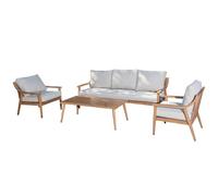 Set de canapé Table Basse et 2 fauteuils en Aluminium et Corde en Beige et Naturel 75 x 72 x 73/200 x 72 x 73/128 x 47 x 40 cm