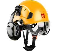 Set de casques de sécurité Mustbau, EN397 casque de protection avec protection des oreilles et du visage, serre-tête réglable de 53 à 63 cm, matériau ABS durable