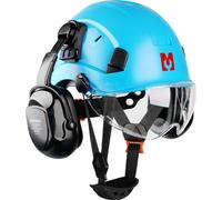 Set de casques de sécurité Mustbau, EN397 casque de protection avec protection des oreilles et du visage, serre-tête réglable de 53 à 63 cm, matériau ABS durable