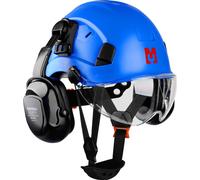 Set de casques de sécurité Mustbau, EN397 casque de protection avec protection des oreilles et du visage, serre-tête réglable de 53 à 63 cm, matériau ABS durable