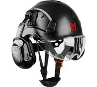 Set de casques de sécurité Mustbau, EN397 casque de protection avec protection des oreilles et du visage, serre-tête réglable de 53 à 63 cm, matériau ABS durable