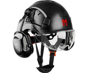 Set de casques de sécurité Mustbau, EN397 casque de protection avec protection des oreilles et du visage, serre-tête réglable de 53 à 63 cm, matériau ABS durable