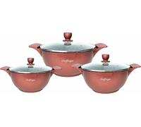 Set de casseroles 20-24-28cm 6 pcs Casserole Induction Alu Fonte Vaisselle Burgundy