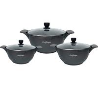Set de casseroles 20-24-28cm 6 pcs Casserole Induction Alu Fonte Vaisselle Noir