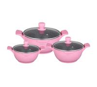 Set de casseroles 20-24-28cm 6 pcs Casserole Induction Alu Fonte Vaisselle Rose
