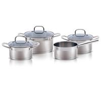 Set de casseroles à induction Alpina 4 pièces - Casseroles en acier inoxydable avec couvercle en verre - Set de casseroles pour tous les feux - Set de casseroles - Set d'ustensiles de cuisine en acier