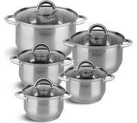Set de casseroles – acier inoxydable – 10 pièces – avec fond à 5 couches