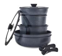 Set de casseroles avec poignée amovible, 15 pcs. Set de casseroles, aluminium antiadhésif,Cookware-Noir