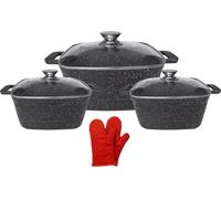 Set de casseroles Carré 6 pcs Casserole Induction Fonte Alu Marbre