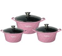 Set de casseroles Cheffinger - Diamond Line - 6 pièces - 20, 24 & 28 cm - Rose