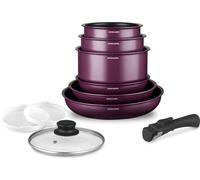 Set de casseroles - Convient pour tous les types de feux, y compris l'induction - ARTHUR MARTIN - AM2991 - Aluminium antiadhésif - 10 pièces - Prune