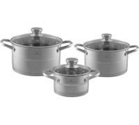Set de casseroles Edenberg 6 pièces en acier inoxydable de luxe – Compatible avec l'induction – Fond thermique