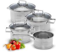 Set de casseroles en acier inoxydable, 7 pièces, lavable au lave-vaisselle, compatible avec tous les types de cuisinières